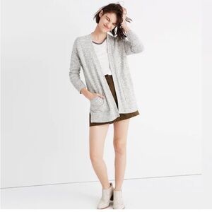 Madewell Midland Cardigan Sweater in Black/White/Gray Speckled